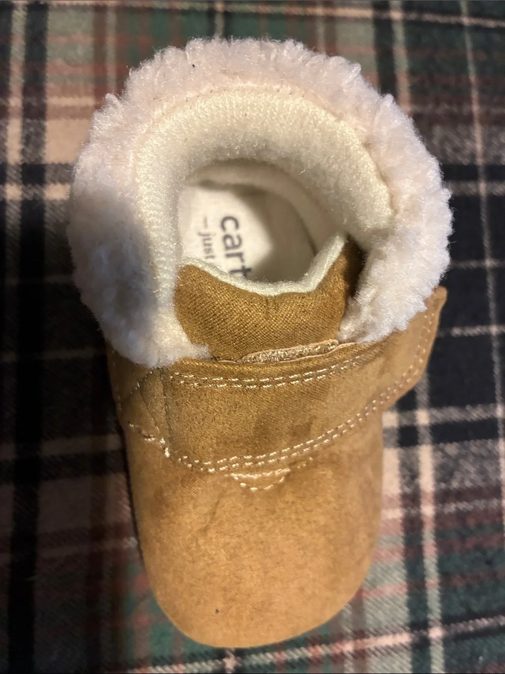 Cozy Baby Walker Booties with Sherpa Collar - Tan